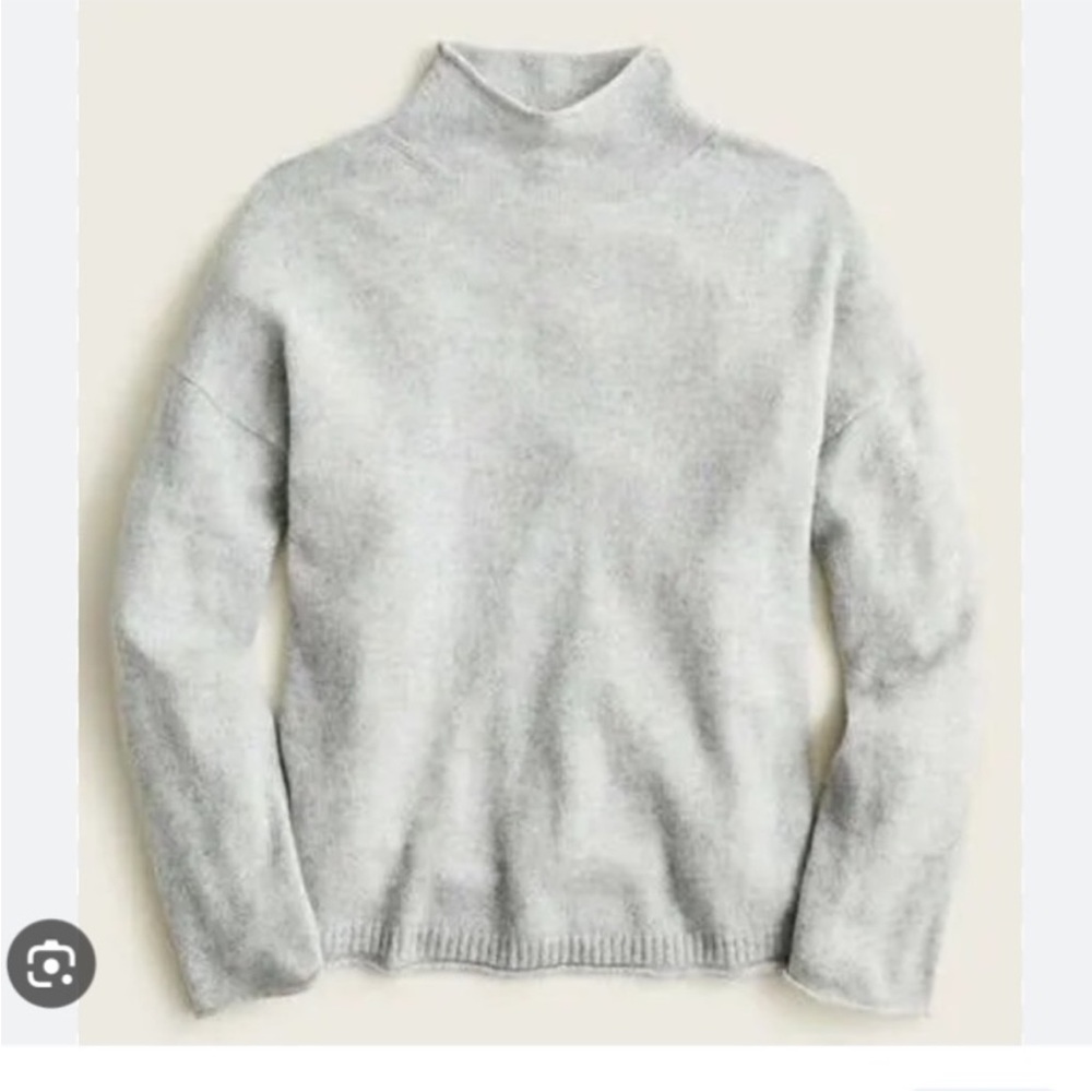 NEW J. Crew Cashmere Relaxed Rollneck Sweater  BA407 Heather Gray